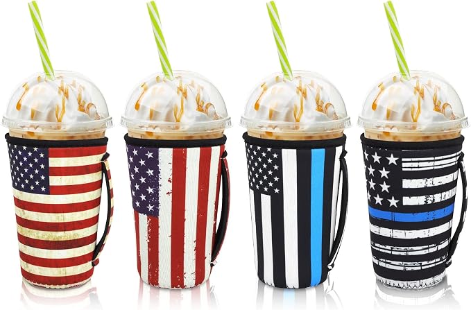 4Pack Reusable Iced Coffee Sleeve Insulator Sleeves by AJLTPA