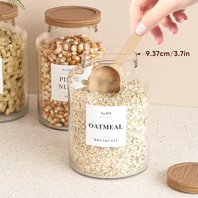 2 PCS Flour Sugar Storage Containers Glass, Large Glass Food Storage Jars - Image 4