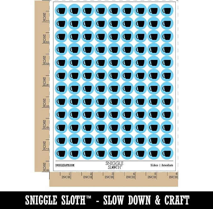 Coffee Mug Cup Solid 200+ Round Stickers - Image 2