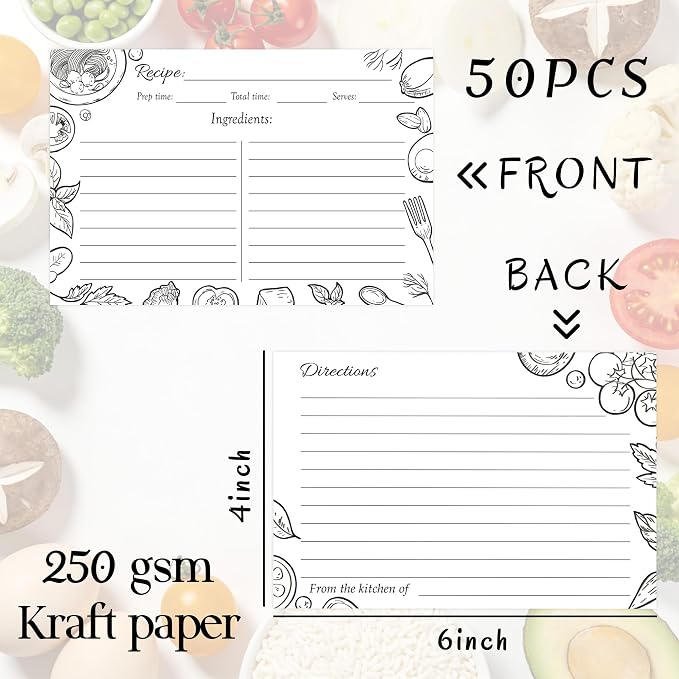50 Pack Recipe Cards 4x6, Double Sided Recipe Cards - Image 3