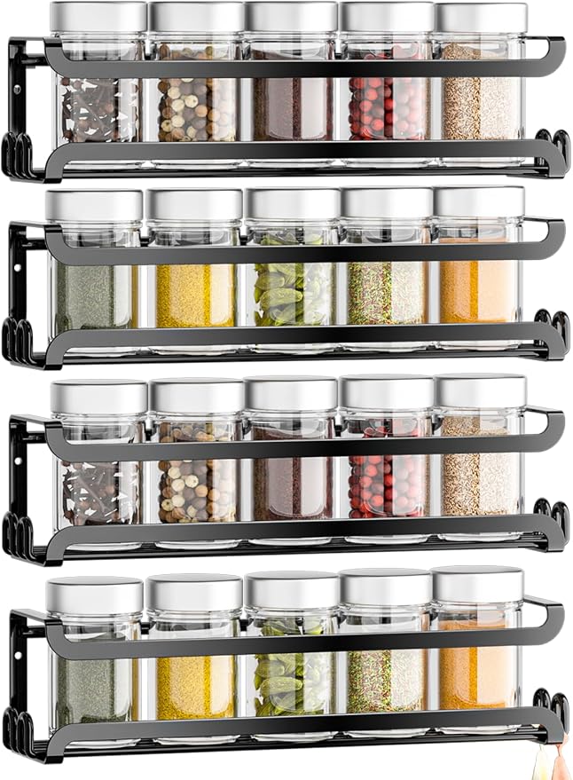 LUCYCAZ 4 Pack Wall Mounted Spice Rack by LUCYCAZ