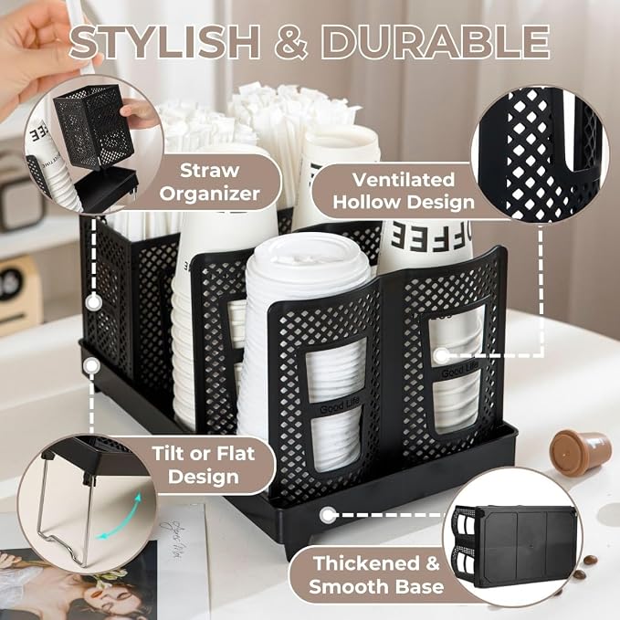 Atarvana 6 Slots Coffee Cup and Lid Storage Holder - Image 3