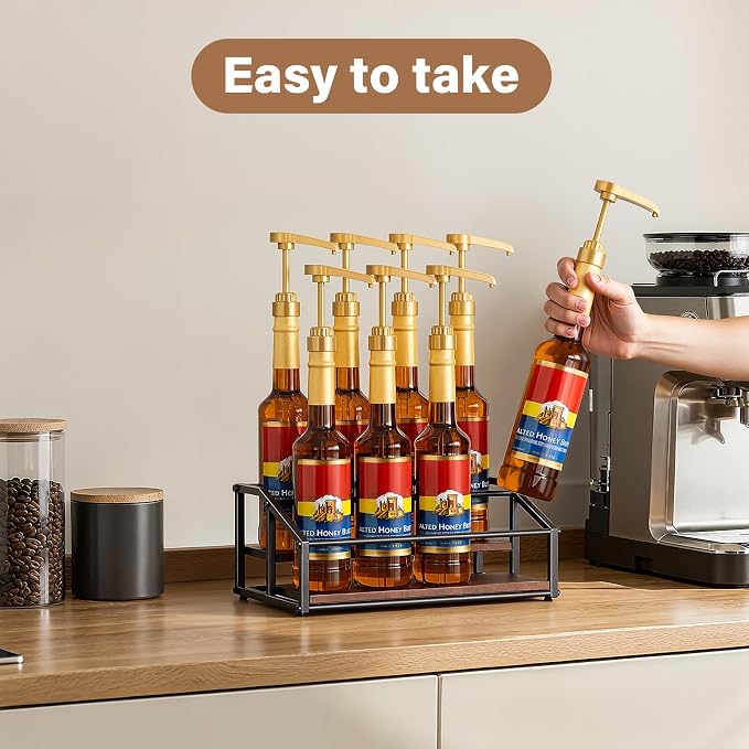 kimilus Coffee Syrup Organizer Rack, Liquor Bottle Display Shelf, 2 Tier 8 - Image 4