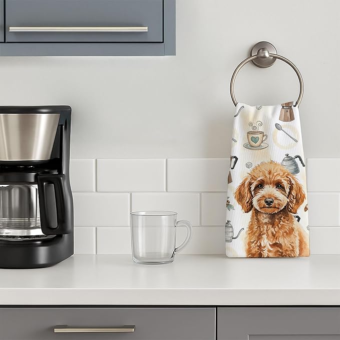 Caroline's Treasures Miniature Apricot Poodle Coffee Bar Kitchen Towel Velour - Image 3