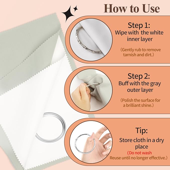 Bonison 3 Pack Large Silver Polishing Cloth – 10"x12" Jewelry Cleaning Cloth & - Image 4