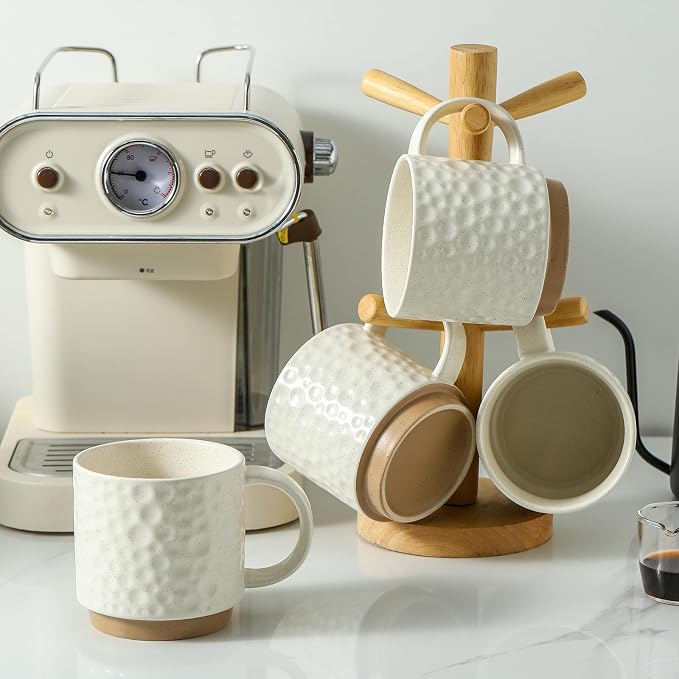 Nihow 16OZ Stackable Coffee Mug Set, Large Ceramic Coffee Mug Set of 4 - Image 5