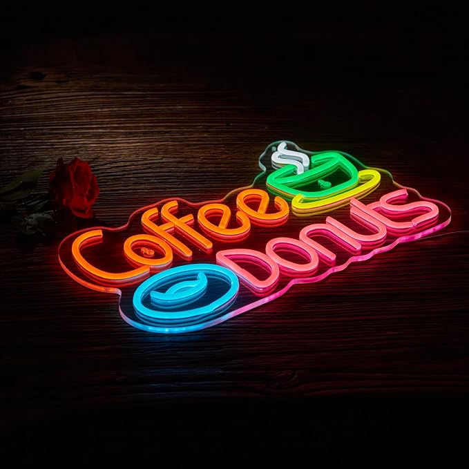 Coffee and Donuts Neon Sign for Wall Décor Dimmable LED Neon Light USB Powered - Image 6