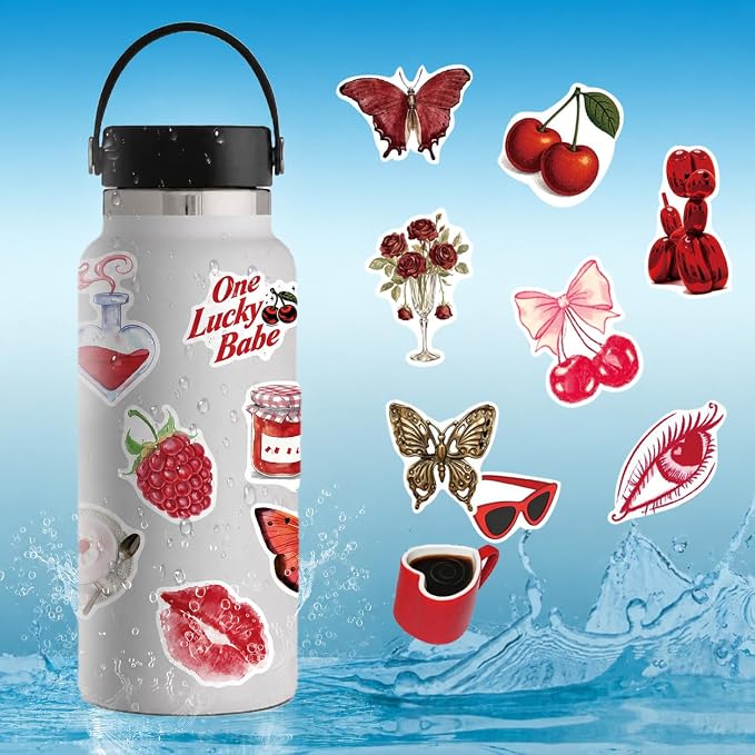 100Pcs Aesthetic Cherry Girls Stickers, Waterproof Vinyl Sticker - Image 7