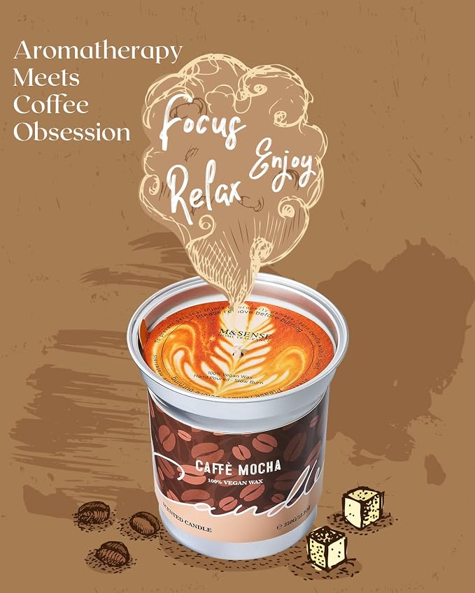 M&SENSE Coconut Latte Scented Candle, Soy Wax 12.3oz | 75 Hours Long Lasting - Image 9