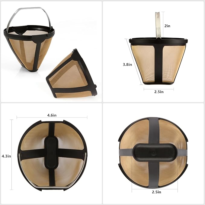 Permanent CE250 CE251 Filter Basket Holder & Gold Tone Filter Set，Compatible - Image 6