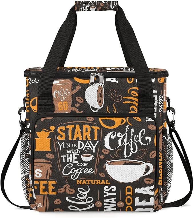coffee beans cup yellow Coffee Maker Carring Bag Travel Carrying Storage Tote by CFERSAN