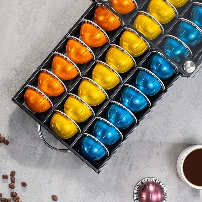 FlagShip Vertuo Pod Drawer Glass Top Coffee Capsule Organizer & Space-Saving - Image 8