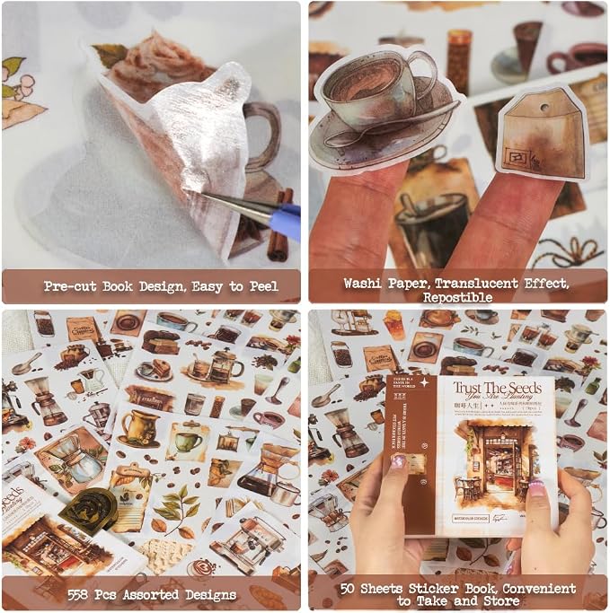 558pcs Coffee Journal Stickers, Ephemera - Image 3