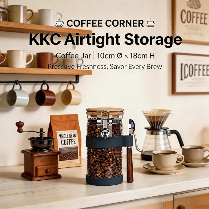 KKC 40oz Airtight Glass Coffee Canister - Image 2