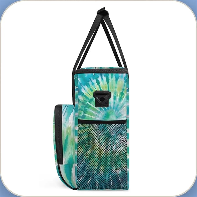 Tie Dye Blue Green Coffee Maker Carring Bag, Large Insulated Storage Organizer - Image 4