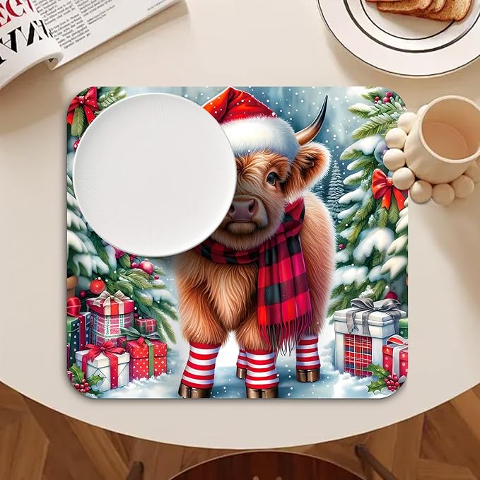 Christmas Highland Cow Dish Drying Mat - Image 5