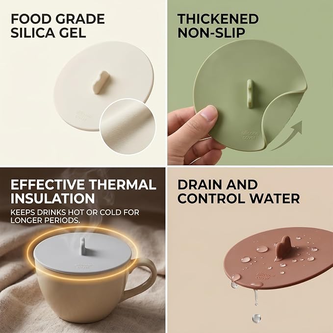 4Pcs Silicone Cup Covers for Drinks, Universal Reusable Mug Cup Cover, Food - Image 4