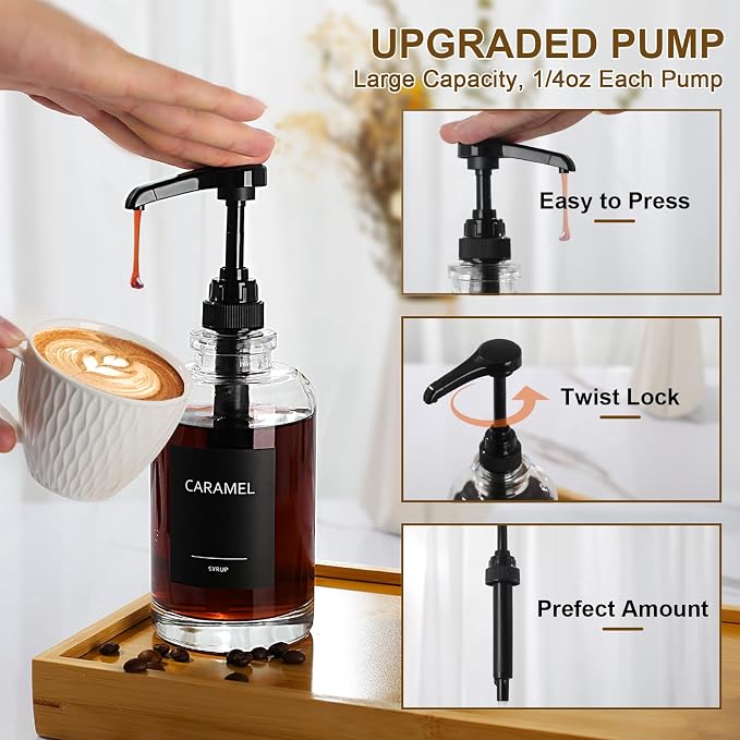 Coffee Syrup Dispenser for Coffee Bar, Glass Syrup Dispenser - Image 3