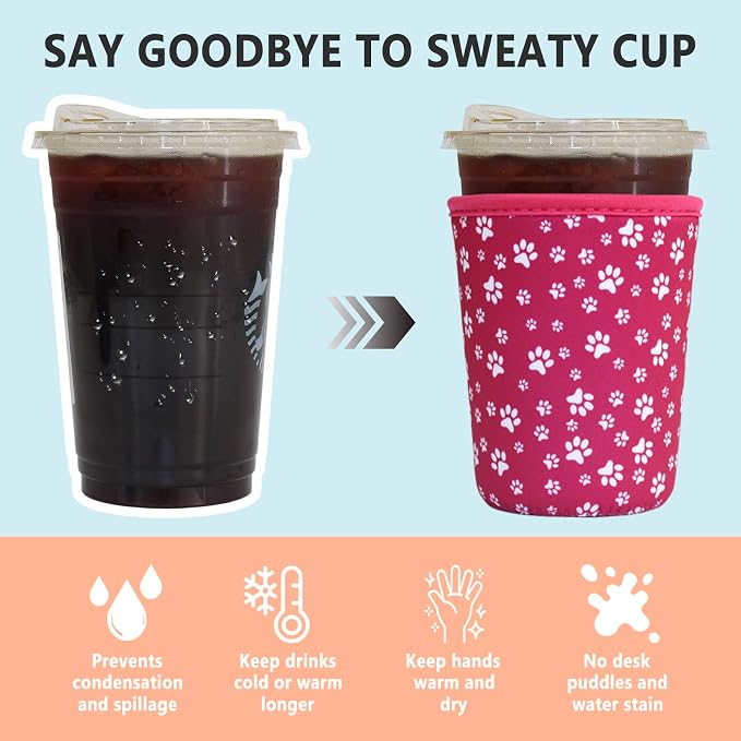3 Pack Reusable Iced Coffee Sleeves - Image 3