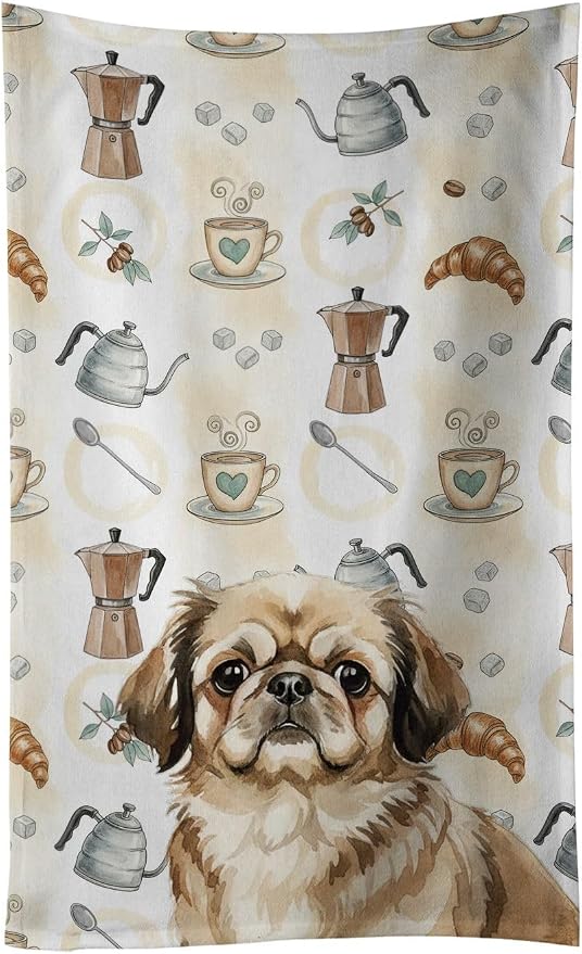 Caroline's Treasures Sable Pekingese Coffee Bar Kitchen Towel Velour Plush by CarolinesTreasures