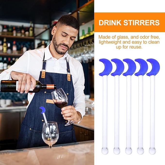5pcs Reusable Cocktail Stirrers Adorable Moon-shaped Drink Mixers - Image 5