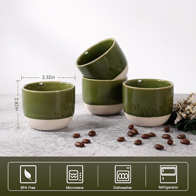 Ceramic Espresso Cups Set, Espresso Coffee Mugs, Special Glazed Demitasse Cups - Image 4