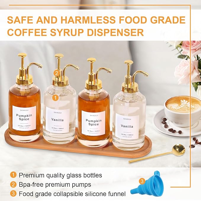 Coffee Syrup Dispenser for Coffee Bar, 16.9oz 500ml Glass Syrup Dispenser w - Image 5