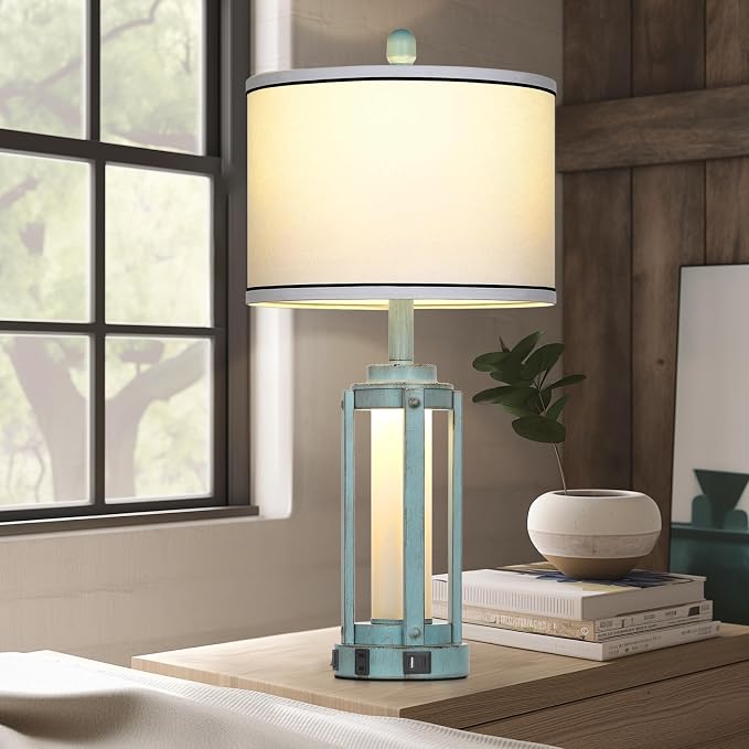 Industrial Farmhouse Table Lamp, Nightstand Metal Lamp - Image 7
