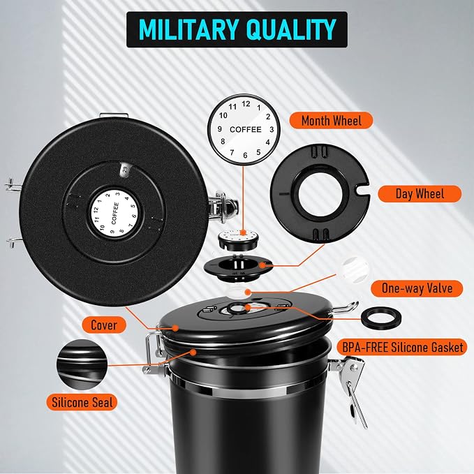 Coffee Canister Airtight 35OZ Large, 2.2 lbs Coffee Storage Container Stainless - Image 5