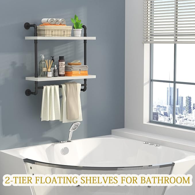 Helsin 24inch Industrial Pipe Shelving Bathroom Shelves Wall Mounted - Image 6