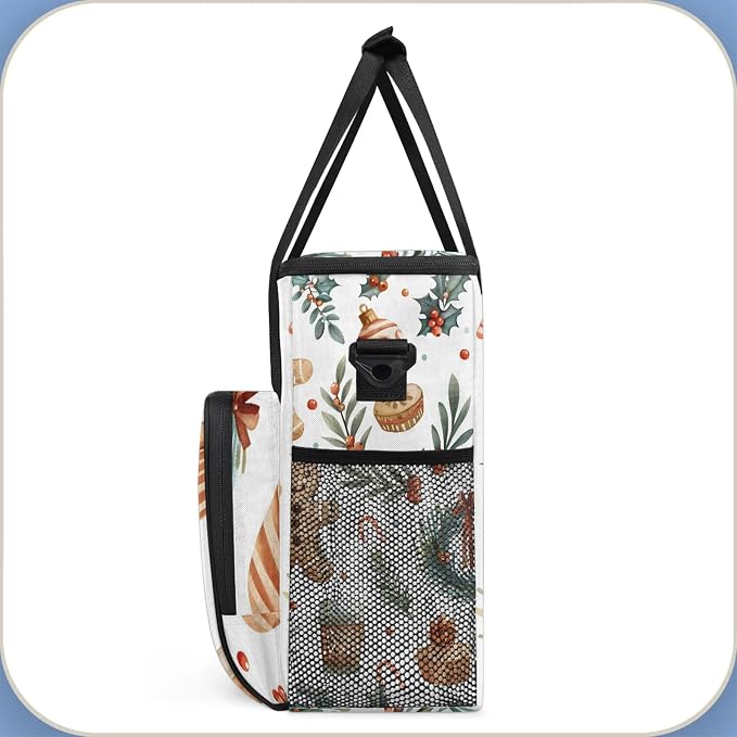 Christmas Gingerbread Wreaths Coffee Maker Carring Bag, Large Insulated Storage - Image 4