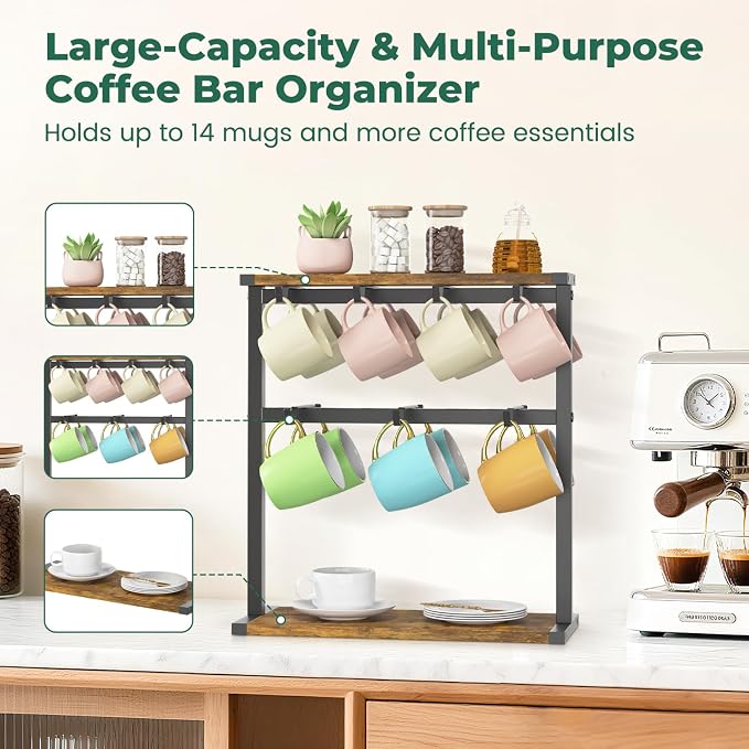 EsLuker.ly Coffee Mug Holder Cup Tree Rack - Image 3