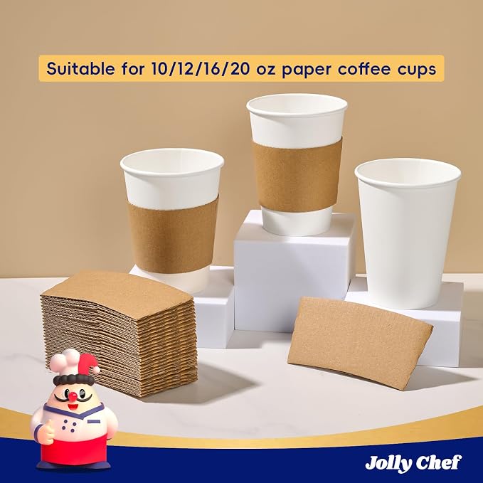 JOLLY CHEF 500 Pack Paper Coffee Cups Sleeves, 20 oz Disposable Paper Cups - Image 5
