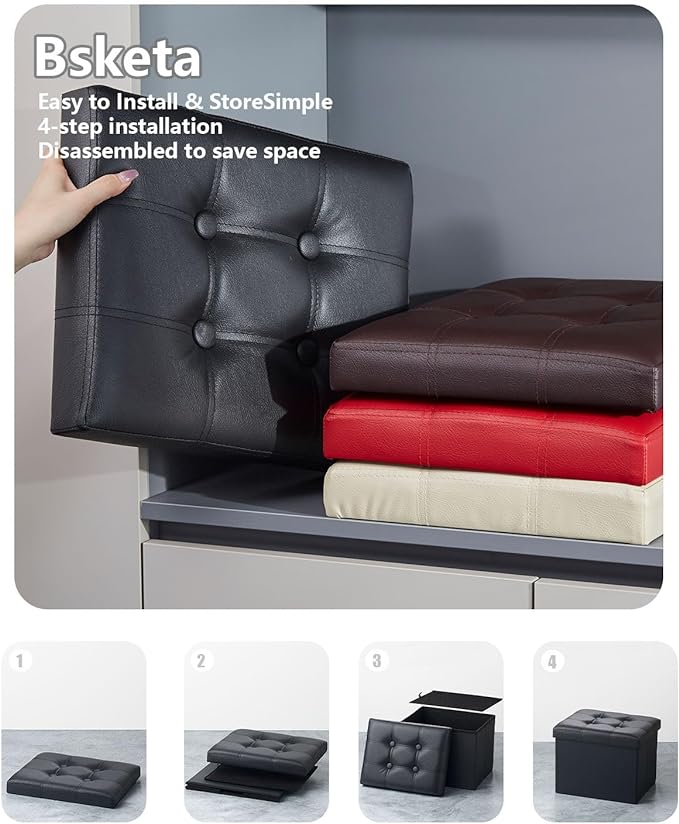 Bsketa Storage Ottoman, Folding Foot Stool - Image 5