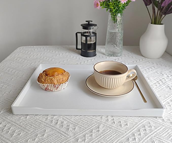 Large White Serving Tray for Gathering Small Items | Serving Accessory - Image 5