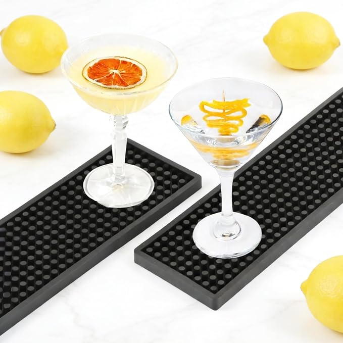 Acrux7 6 Pack Black Rubber Bar Mats, 17.7"x3.5" Non-Slip Spill Mat, PVC Bar - Image 5