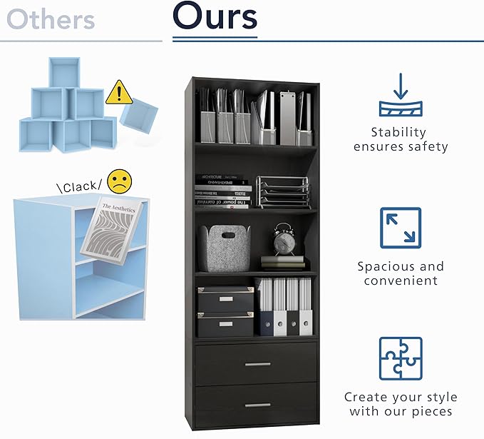 Homes: Inside + Out Apexa 3-Tier Cube Storage Organizer Shelves, Stackable Wood - Image 8
