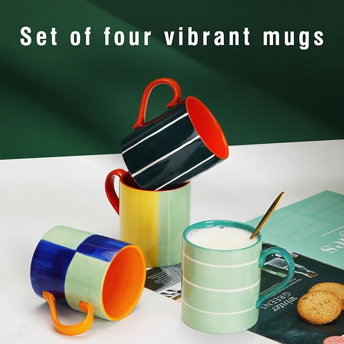 Koja 16 oz Premium Hand Painted Porcelain Ceramic Mug Set, Large Coffee & Tea - Image 5