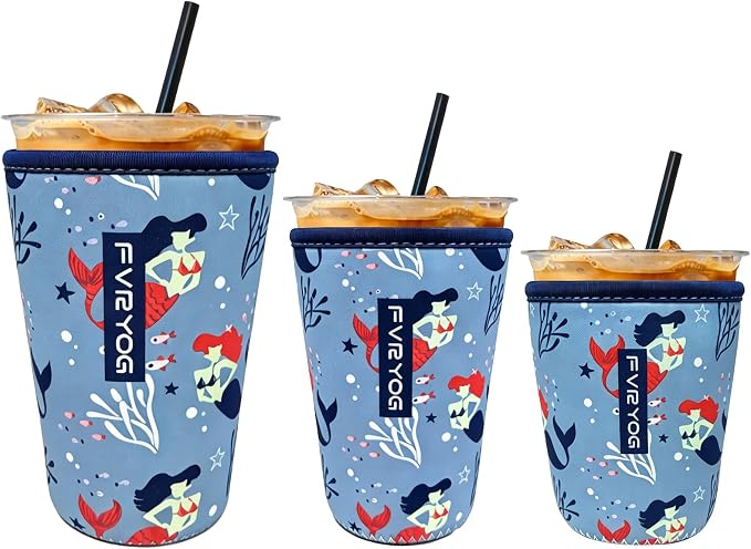 3 Pack Reusable Insulated Neoprene Iced Coffee Sleeves & Coffee Cup Holder by Fvryog