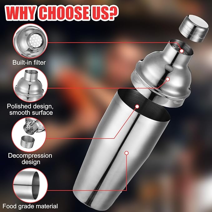 Nitial 6 Pcs Bar Cocktail Shaker Professional Stainless Steel Martini Drink - Image 3