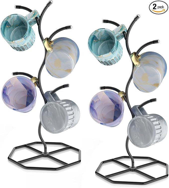 Beesini 2 Pack Coffee Mug Holders Tree, Metal Mug Holder, Decorative Mug Rack by Beesini