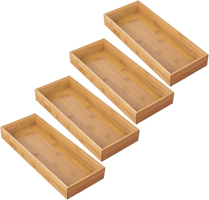 mDesign Wooden Bamboo Drawer Organizer - Image 9