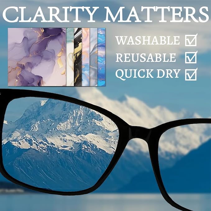 CREATCABIN 6Pcs Marbling Eyeglass Cleaning Cloth Microfiber Cleaning Cloths - Image 4