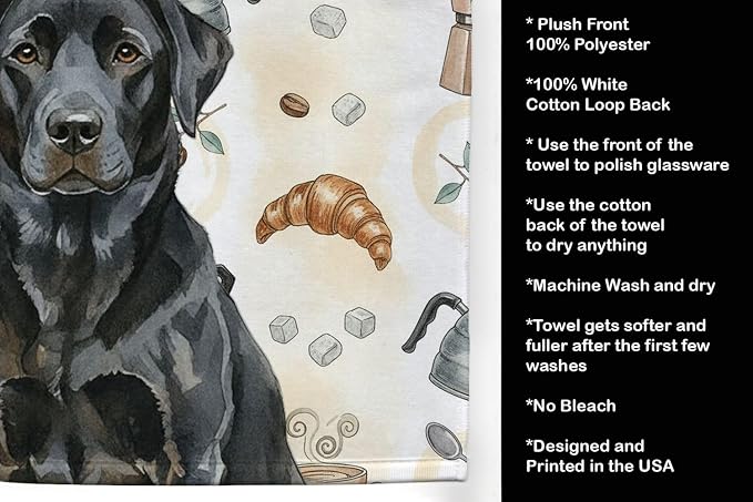Caroline's Treasures Black Labrador Retriever Coffee Bar Kitchen Towel Velour - Image 4