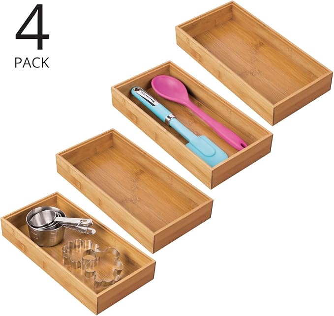 mDesign Wooden Bamboo Drawer Organizer - Image 2