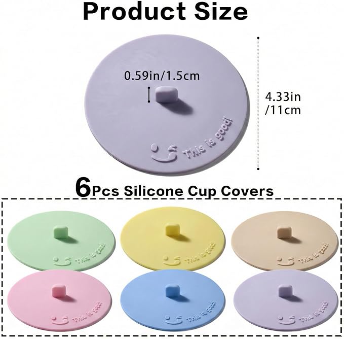 Silicone Cup Covers for Drinks, Cute Reusable Silicone Lids for Cups, Universal - Image 2