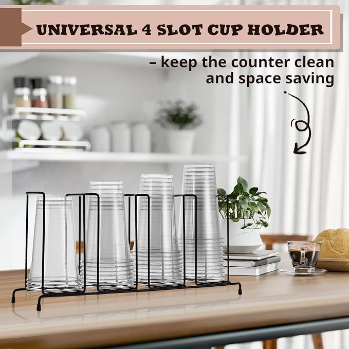 Maxdot 2 Pcs 4 Section Coffee Cup Organizers 18.7 x 8.5 x 5 Inch Wire Rack - Image 4