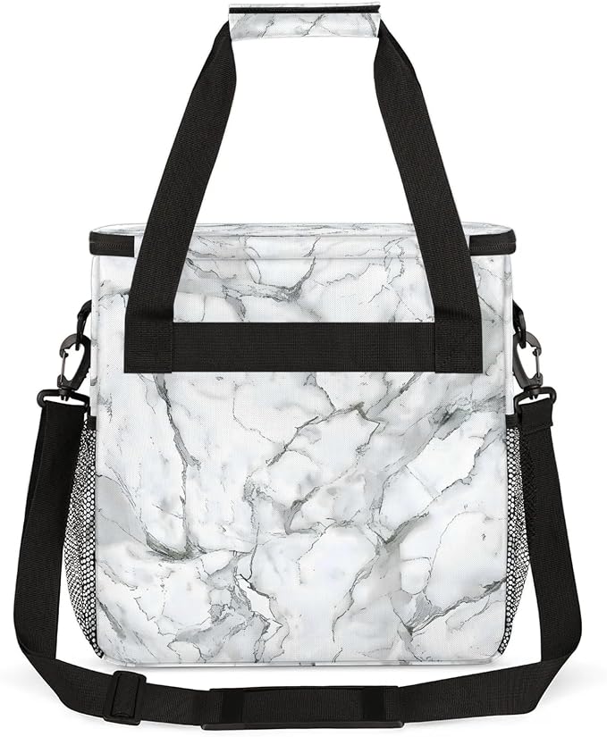 Marble Grey White Coffee Maker Carring Bag, Large Insulated Storage Organizer - Image 5