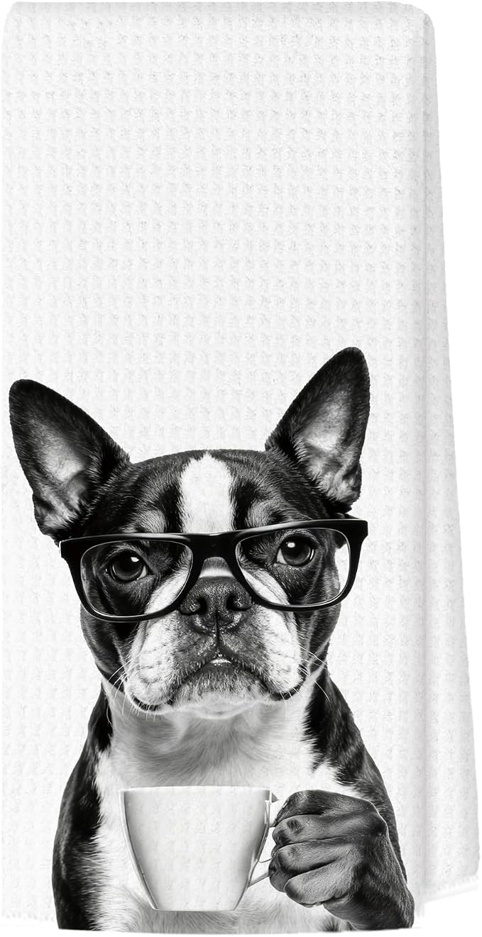 Funny Boston Terrier Kitchen Towels, Dog Kitchen Accessories, Dog Chef Gifts by Unknown