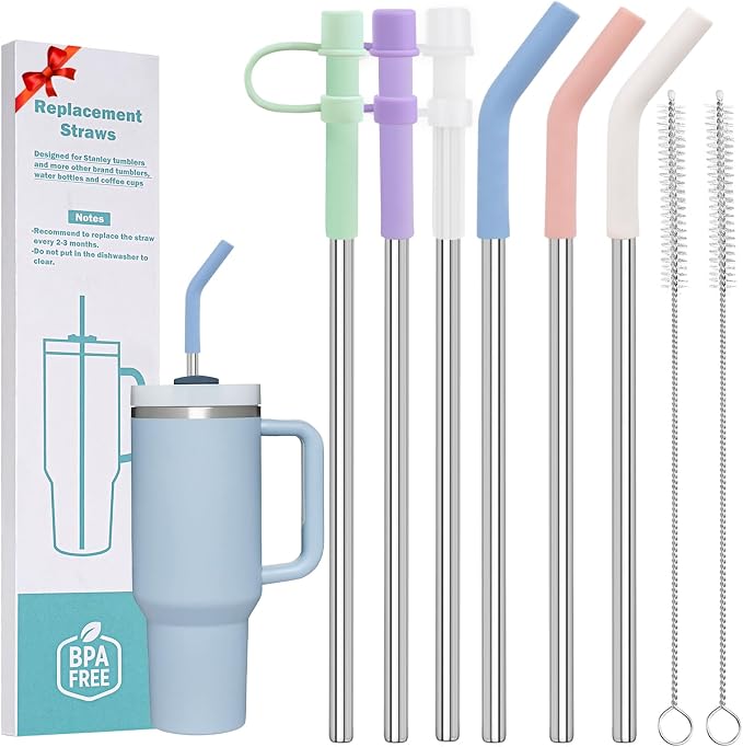 LUCKINEE 6pc Stainless Steel Straws Reusable by LUCKINEE